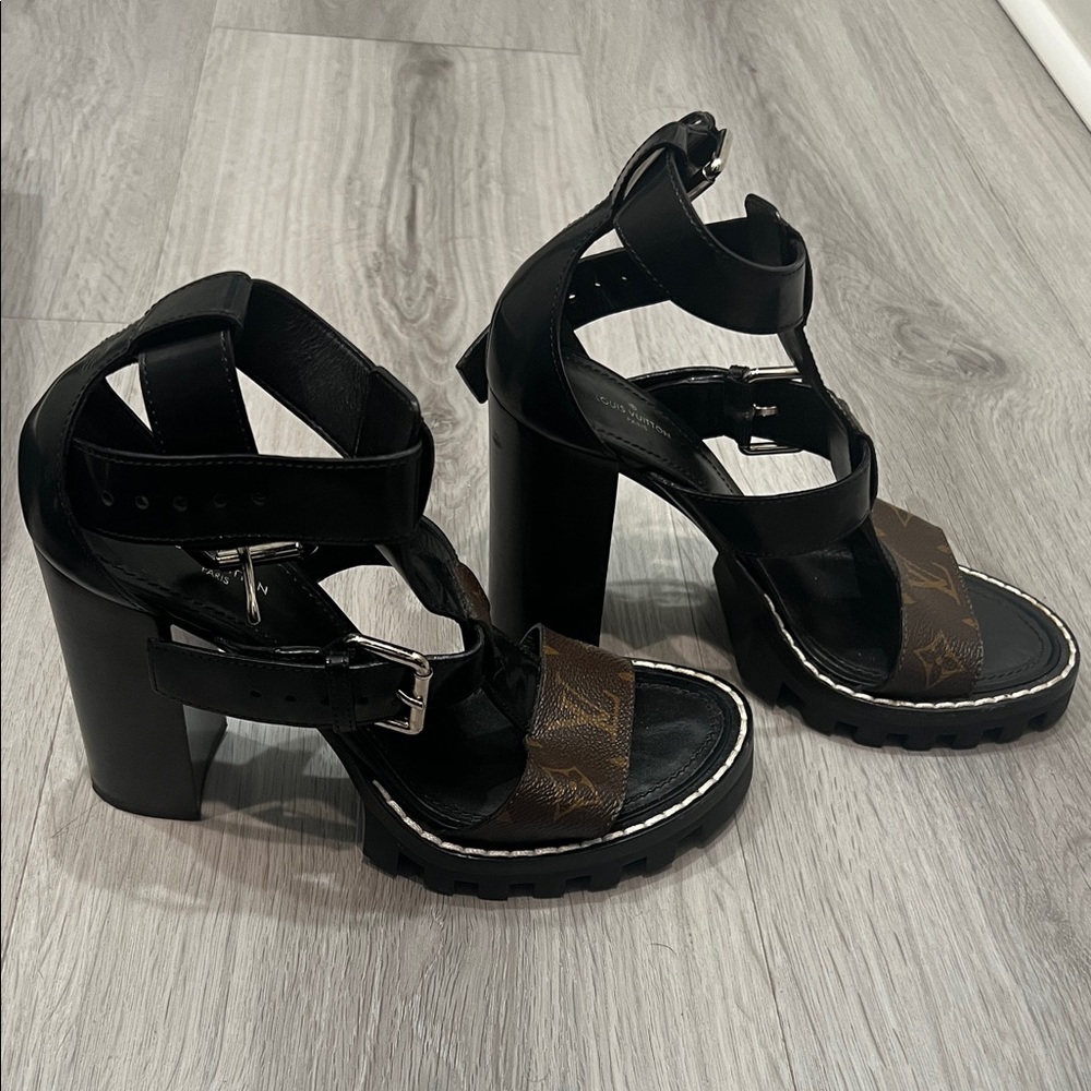 Louis Vuitton Black and Brown Sandals - Picture 2 of 4
